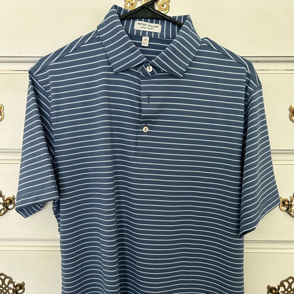 Men's Striped Polo Shirt - Blue